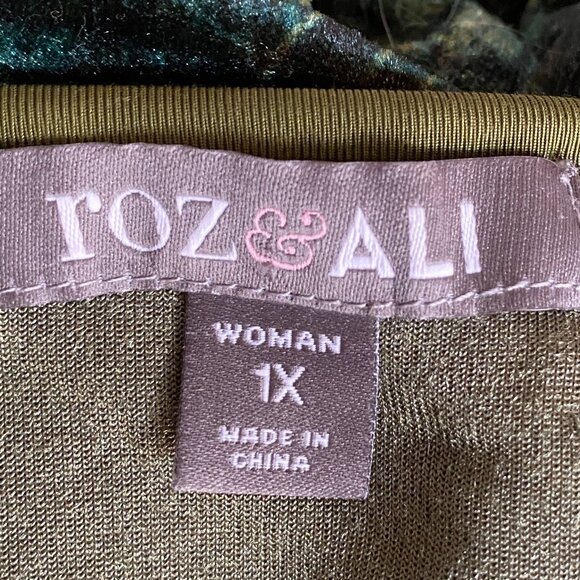 Velvet Embroidered Mesh Babydoll Top Green Artsy Whimsigoth Dark Fairy Grunge-1X - Picture 14 of 16